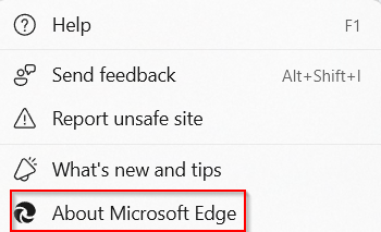 accessing edge settings from drop-down menu