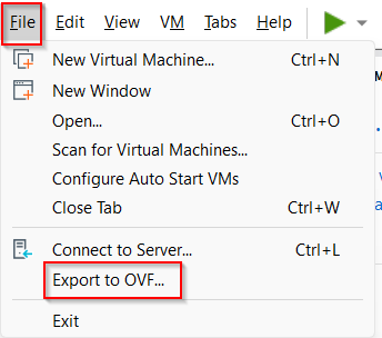 export to ovf setting in vmware