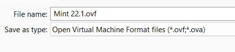 save the vm as ovf file