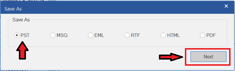 save as pst file