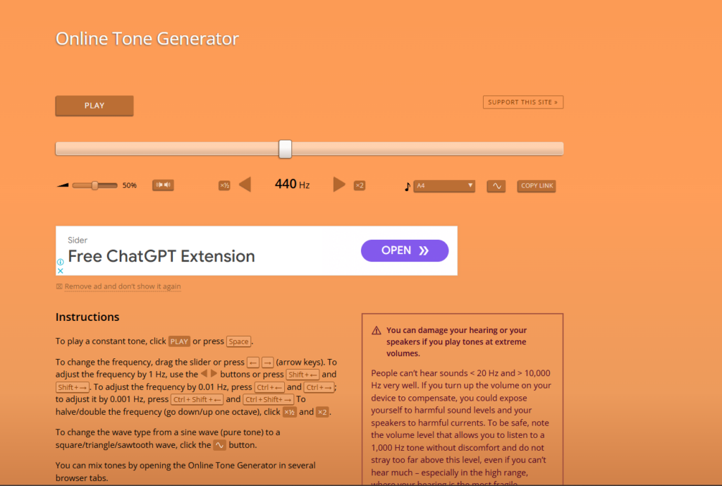 Szynalski Online Tone Generator