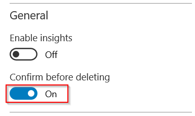 toggle confirm before deleting setting