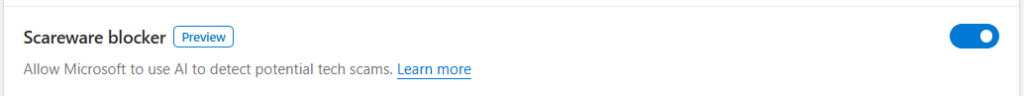 Scareware blocker enabled