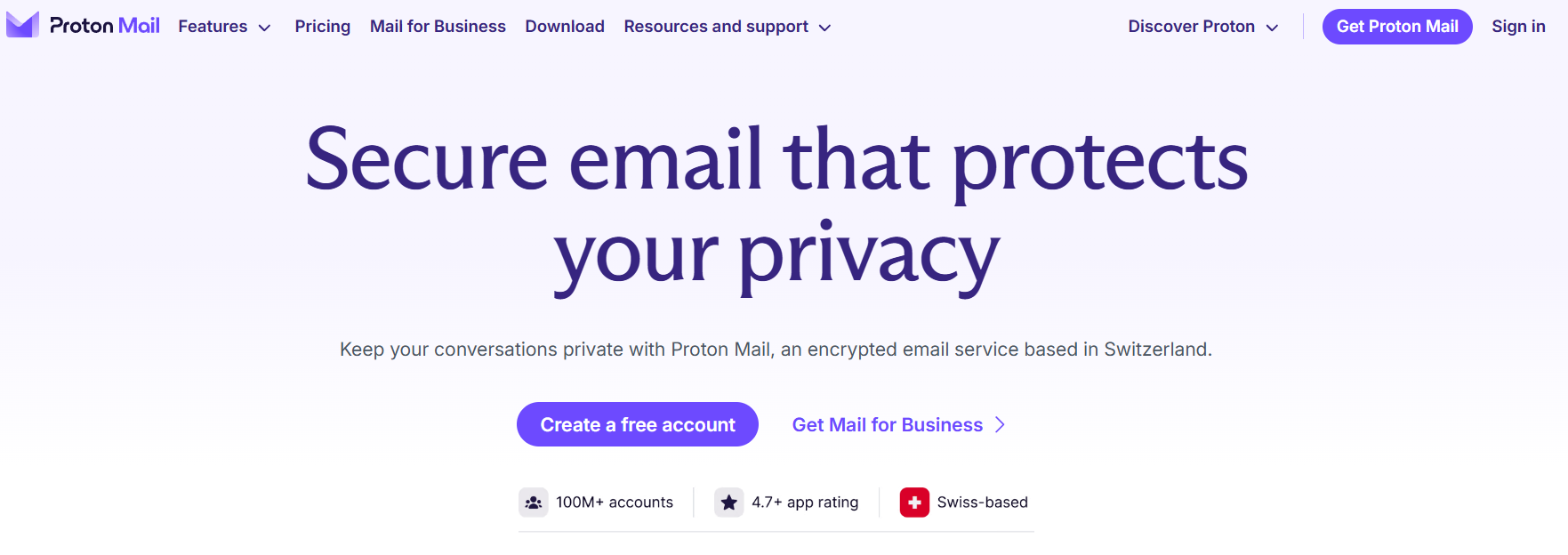 proton mail home page