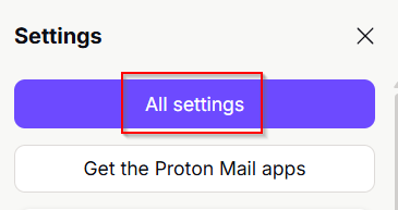 all settings button in proton mail