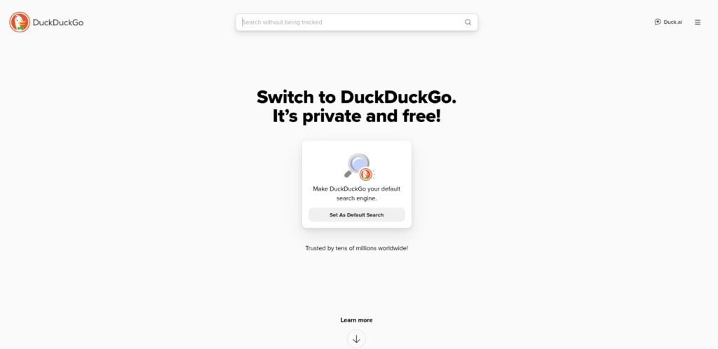 duckduckgo search page