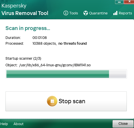 linux scan using kvrt for linux