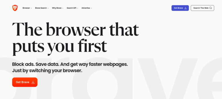 brave browser homepage