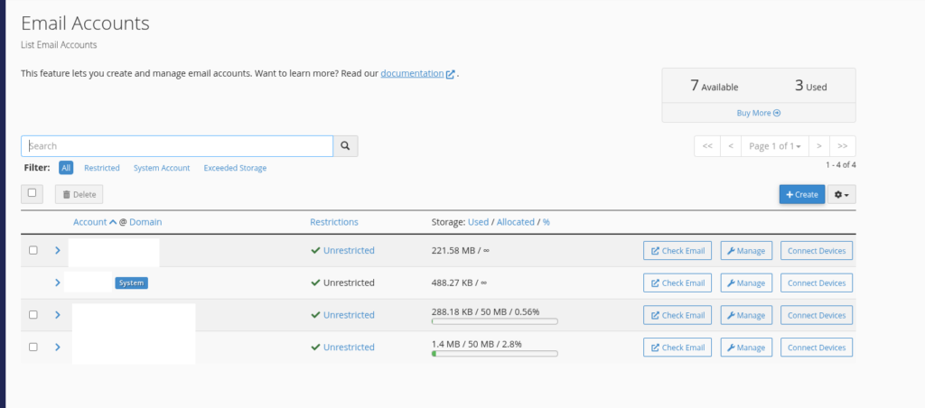 managing email accounts in cpanel