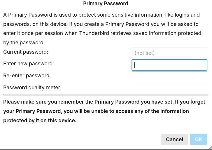 option to set primary password