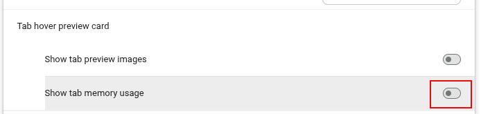 toggle memory usage option in chrome