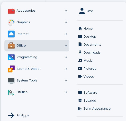 Default app suite in Zorin Os