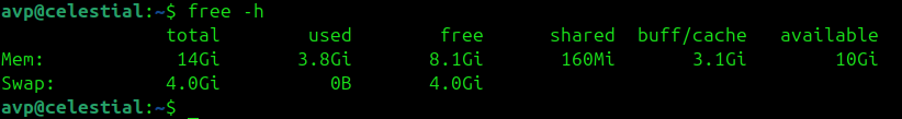 the free command for memory usage