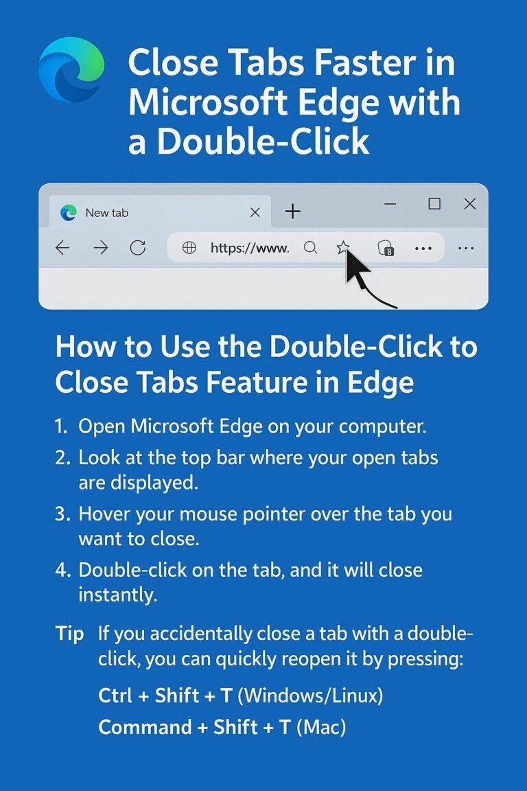 double click to close tabs in microsoft edge