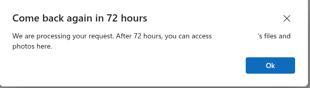 a wait time of 72 hours starts once the digital legacy code is accepted