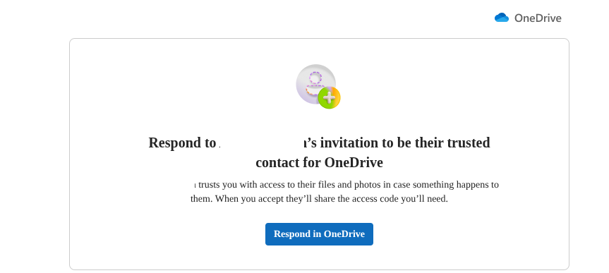 trusted contact receives email about invitation for digital legacy