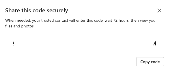 generated code has to be shared with the trusted contact
