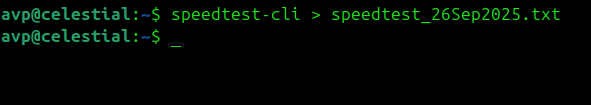 saving the output from speedtest-cli to a text file