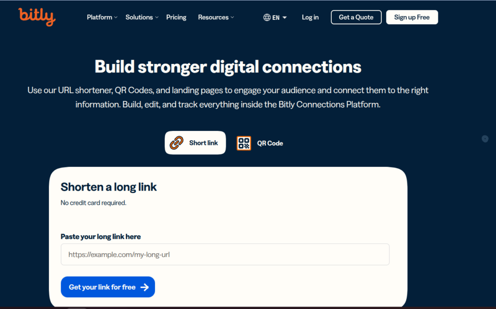 bitly homepage