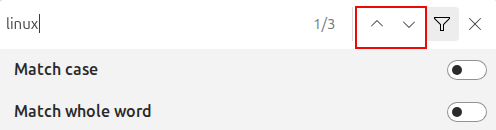 up/down arrows to move between the results on webpage