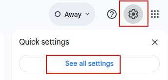 accessing all settings in gmail
