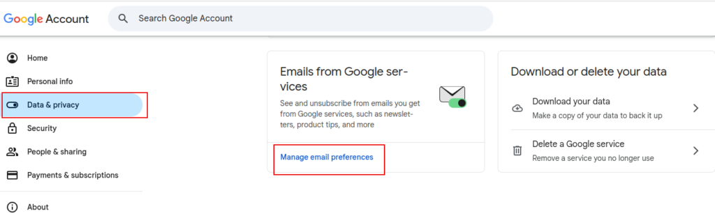 google account dashboard