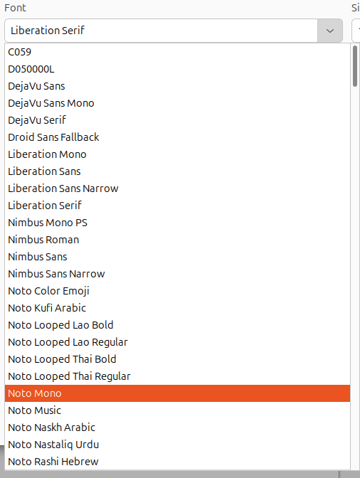 choosing a font in libreoffice writer to save as default