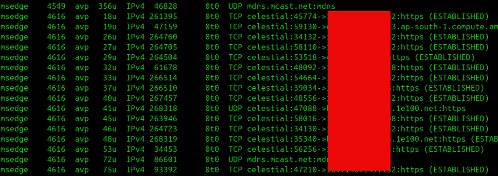 list of files open by network connections