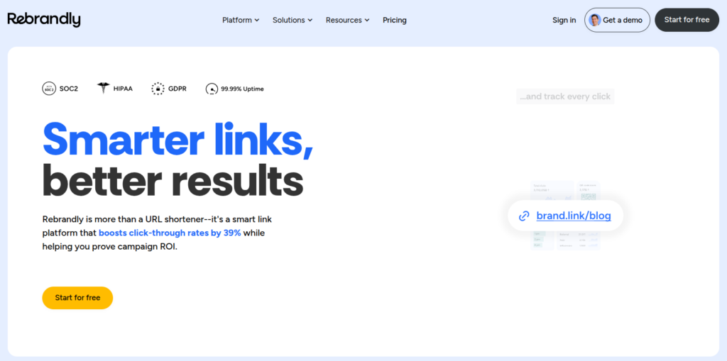 rebrandly homepage