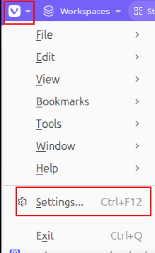 accessing vivaldi settings