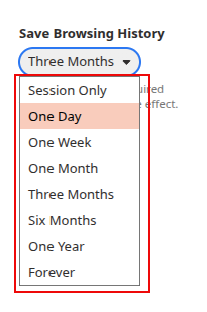 browsing history storage duration in vivaldi