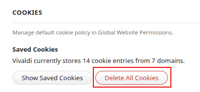 vivaldi browser cookies settings