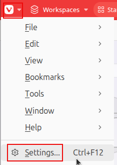 accessing vivaldi settings