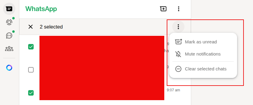 mark selected chats as read/unread, mute notifications and clear them