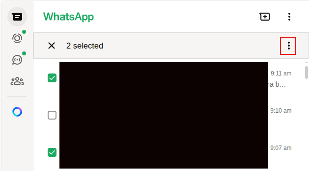 selecting specific chats in whatsapp web