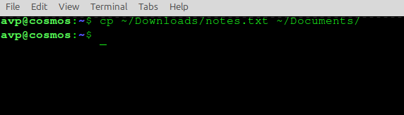 using the cp command in linux for files
