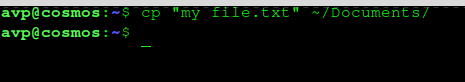 use quotes for filenames with spaces