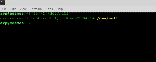 contents of /dev/null
