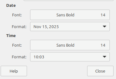 date and time font settings for clock