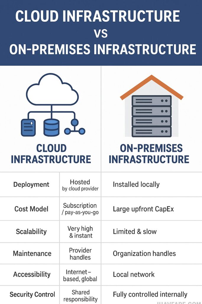 differences between cloud and on-premises infrastructure
