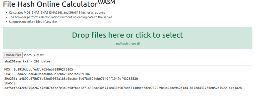 MD5 file value