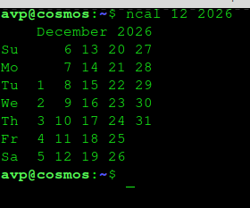 display a specific month of the year in ncal