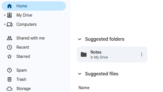 Notes folder in google drive stores the notes