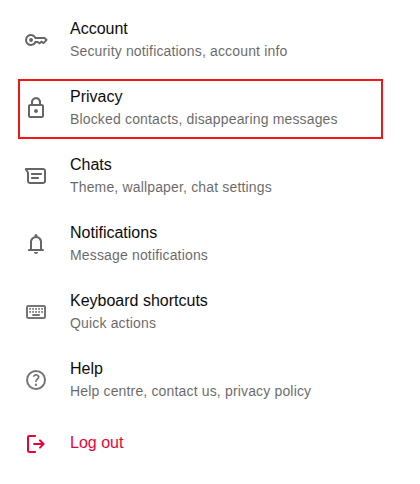 whatsapp web settings