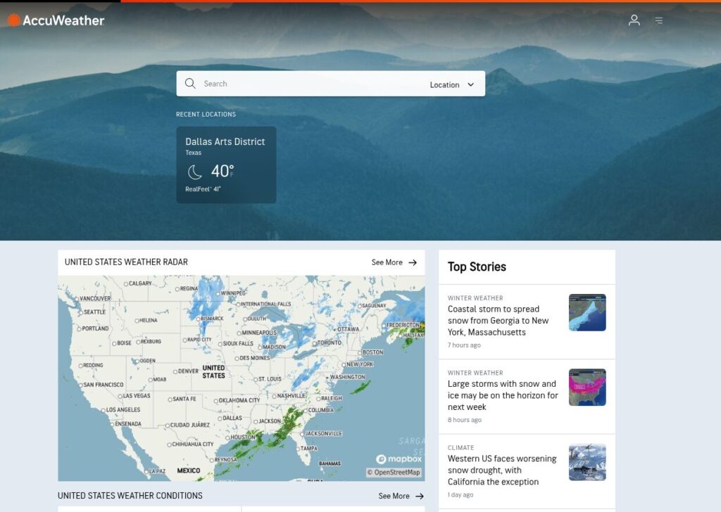 accuweather web page