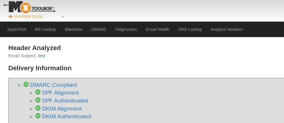 dkim test using mxtoolbox for google workspace emails