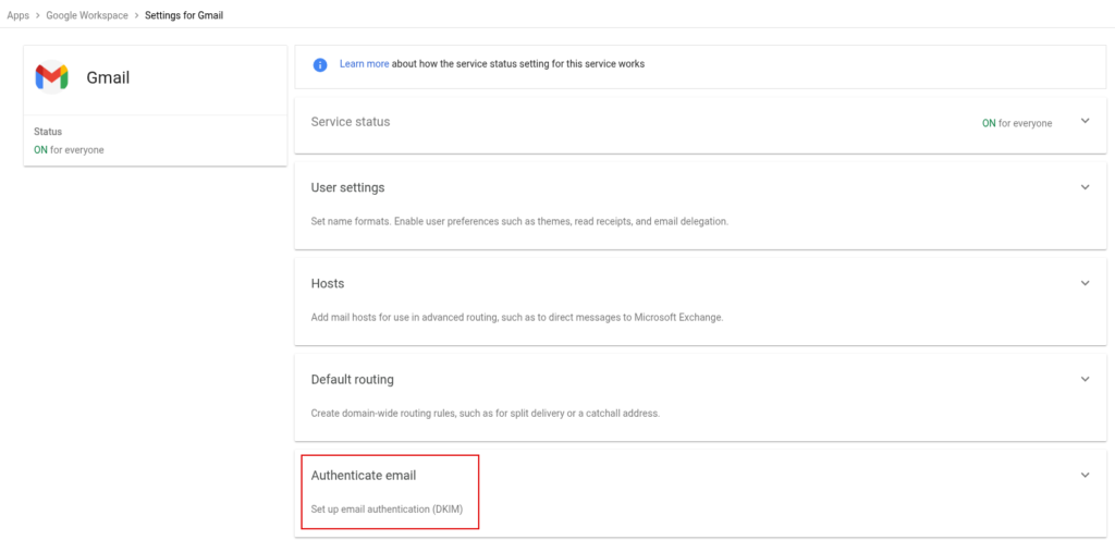 gmail settings in google workspace