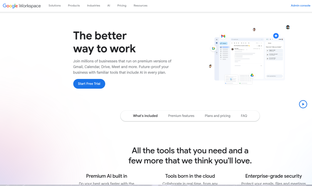 google workspace home page