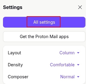 accessing proton mail all settings