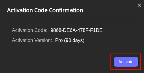 activation code confirmation for ultrapic